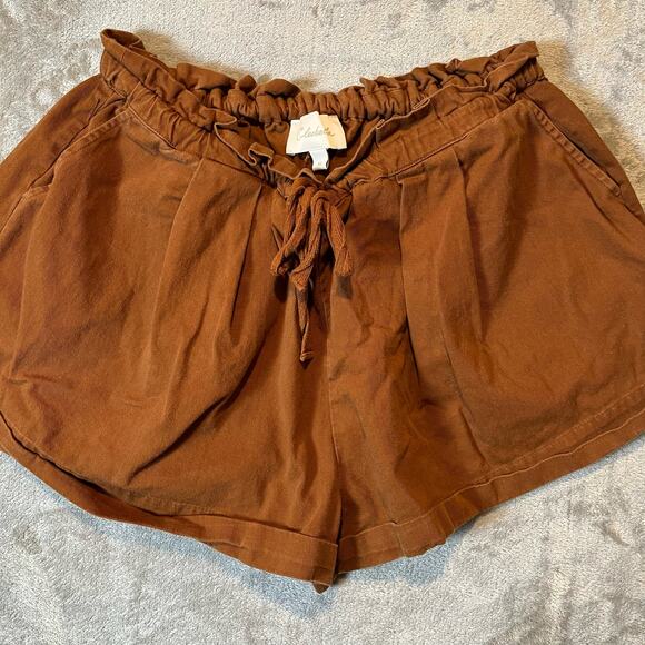Cleobella Brown Paperbag Shorts Size‎ XL Brown Organic Cotton Women's - Picture 2 of 6